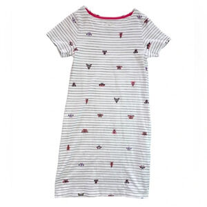 JOULES Riviera Butterfly Moth Cream Stripe T-shirt Dress Size 6 Short Sleeve